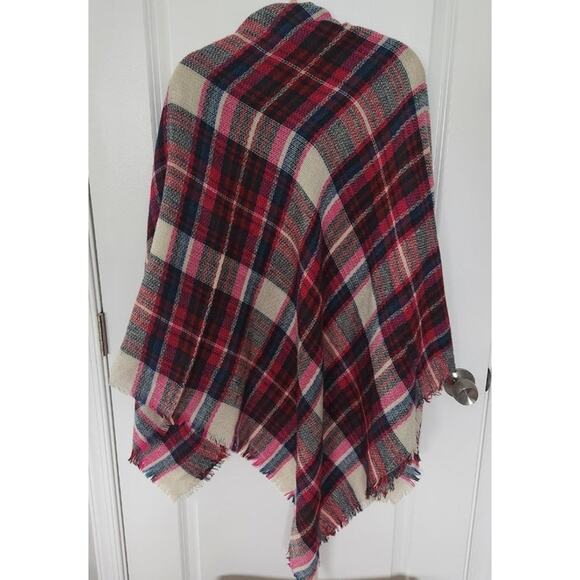 Fuchsia Pink Multi Color Oversized Square Scarf Wrap - Picture 6 of 8